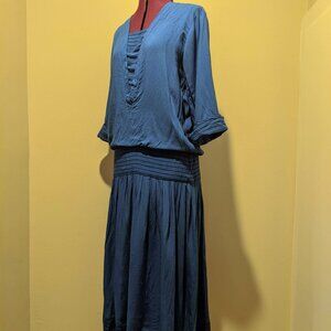 Vintage Rabbit Jr. Blue Dress low waist 3/4 sleeve - Size 11